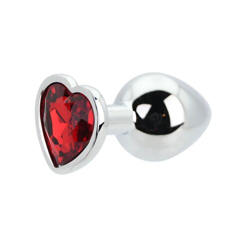 Plug Anal Toosh Heart Shaped Silver com Pedra Vermelha