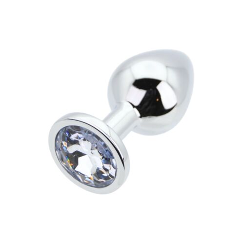 Butt Plug Toosh Metal Clear Stone com base enjoada Plata
