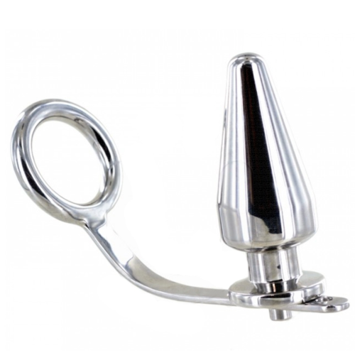 Plug Anal Metal Hard com Cockring Estimulador Ergonómico