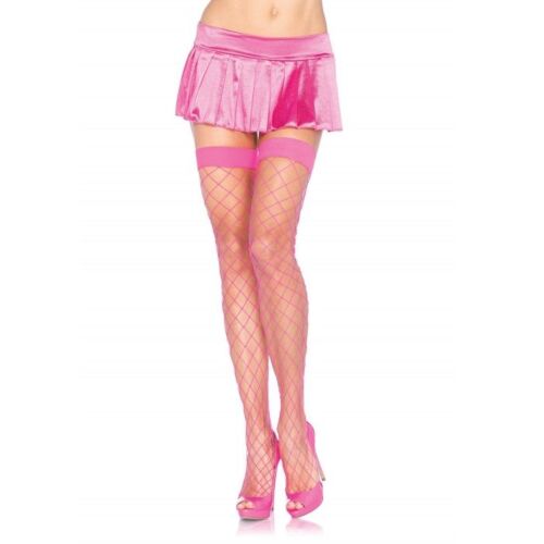 Meias Arrastão Leg Avenue Neon com Laços Rosa