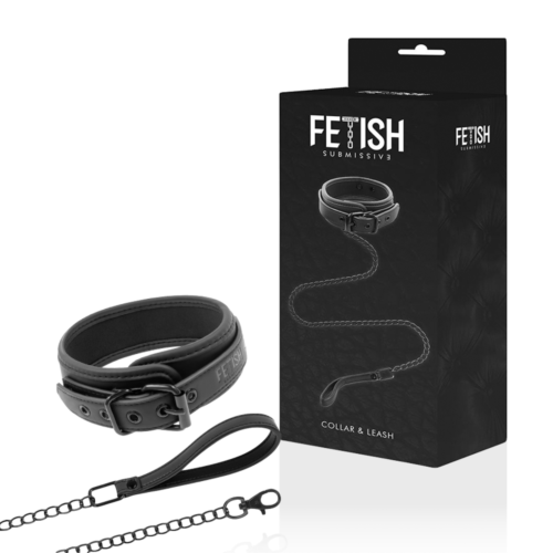 Colar Fetish Submissive com Corrente e Forro de Neopreno
