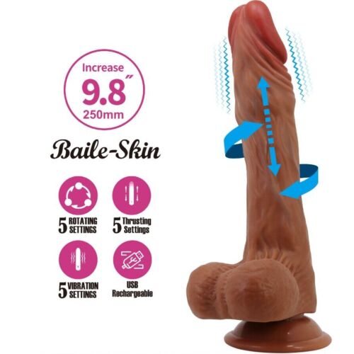 Dildo BAILE Calisto 25 cm com vibração rotatória