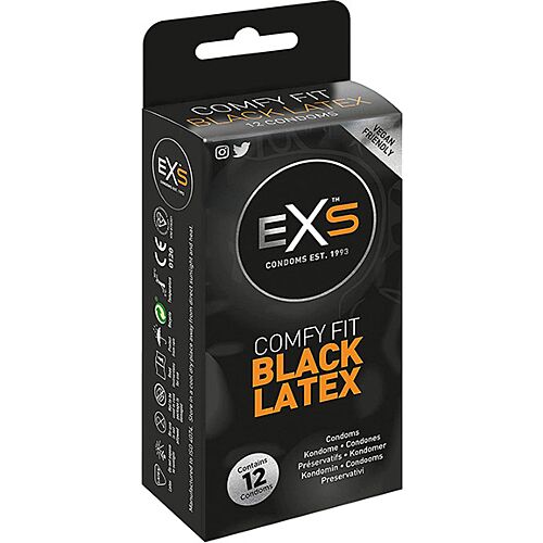 Preservativos Exs Black Latex 12 unidades com formato anatómico