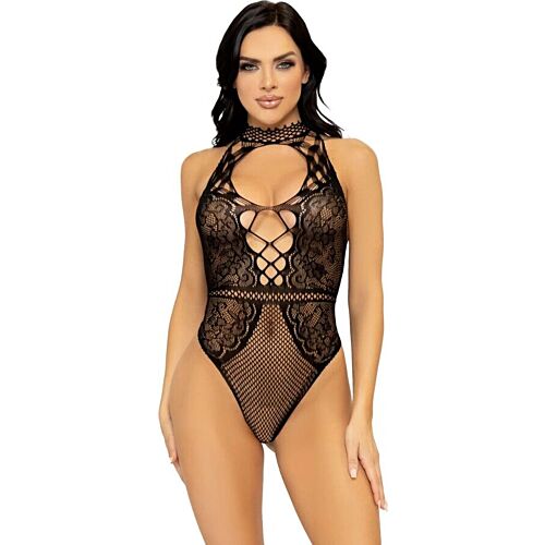 Body Leg Avenue com Abertura Halter e Trasero Descoberto
