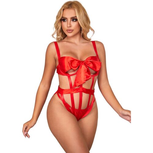 Bodystocking SUBBLIME Body Sexy Calado com Laço Vermelho