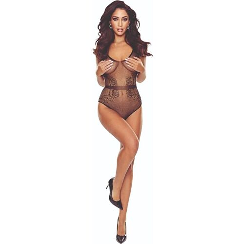 Bodystocking Passion Woman BS115 com encaje e rejilla