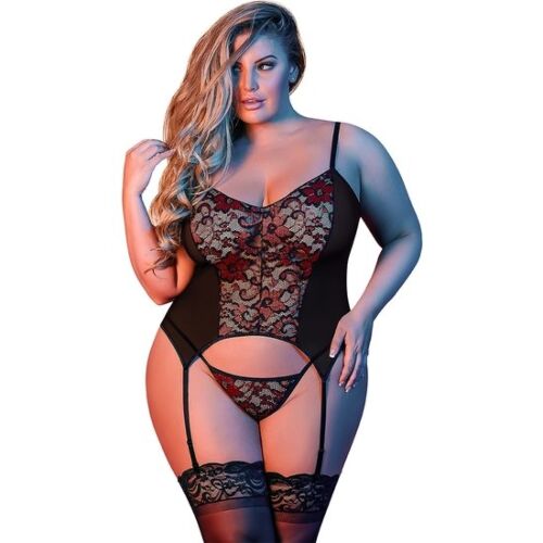 Merry widow &amp; g- garter belt bodysuit - preto