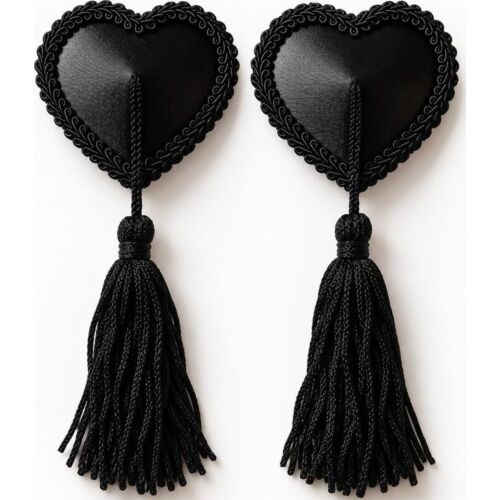 Capas de mamilo CHILIROSE CR 4897: coração preto com borlas