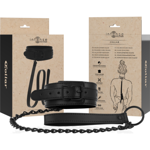 Collar de couro vegano INTENSE FETISH para exploração sensual