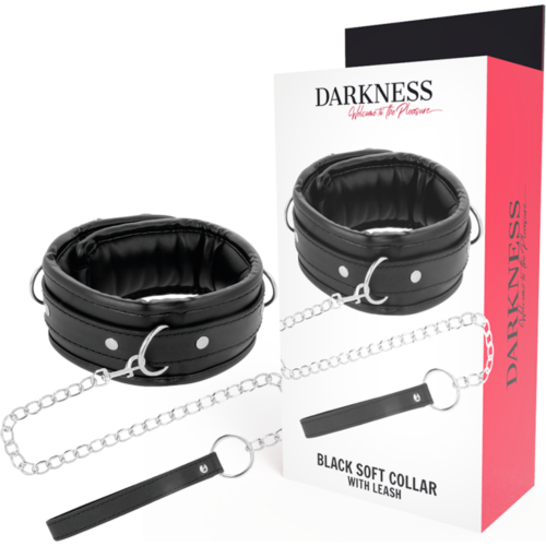 Collar de Couro DARKNESS com Corrente e Acolchoado
