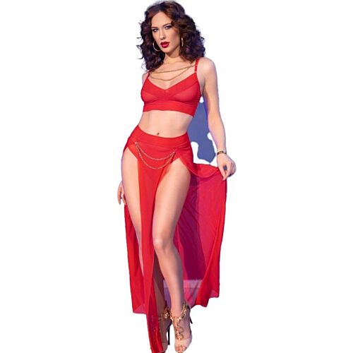 Conjunto de Lencería Sexy Chilirose CR 4850 com Detalhes em Metal