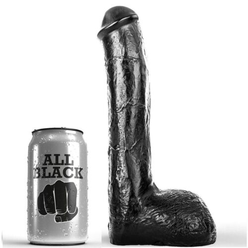 Pene Realístico Anal ALL BLACK 23 CM com Textura Ondulada