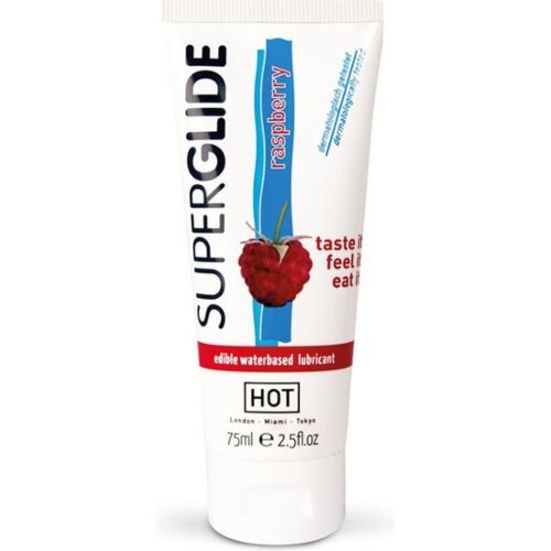 Lubrificante Comestível HOT Superglide Sabor Framboesa 75ml
