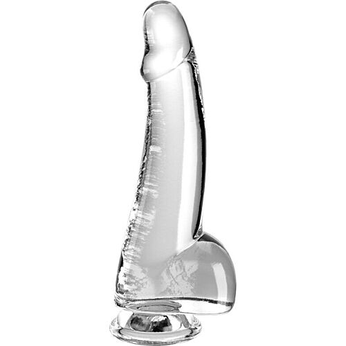 Dildo King Cock Clear 15.2 cm com testículos.
