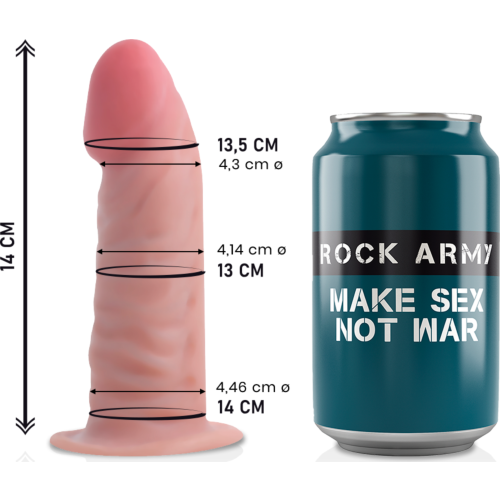 Dildo Rock Army Dual Density Tiger 14 cm com ventosa