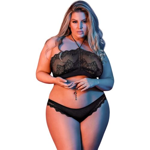Conjunto de Lingerie BANDEAUX & Collants Black L/XL