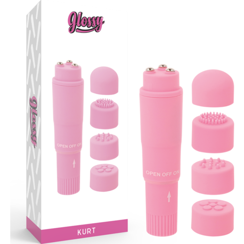 Mini vibrador GLOSSY Kurt com cabeçais intercambiáveis