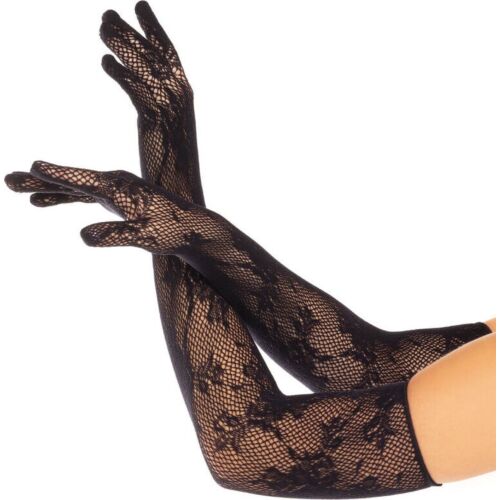 Guantes Leg Avenue Floral Negros Elegantes