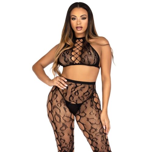Top e Leggings Leg Avenue 89372 com Efeito Leopardo