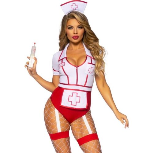 Fantasia de Enfermeira Sexy LEG AVENUE COSTUMES Vermelho/Branco S