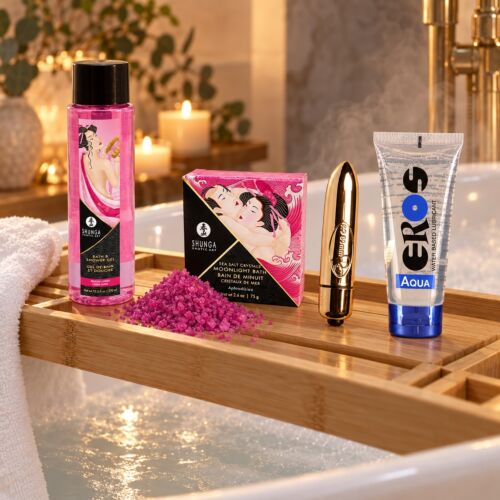 Kit para o duche e a banheira com bala vibratória submersível – cena de ambiente (imagem gerada por IA)