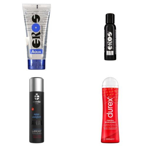 Kit de lubrificantes: água, silicone, anal e com sabor
