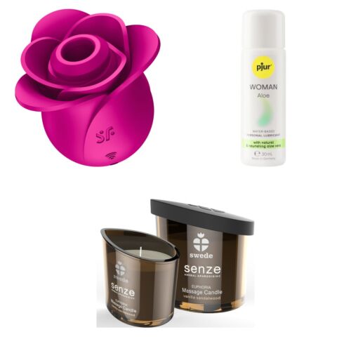 Kit presente para ela com Satisfyer Pro 2 e vela de massagem