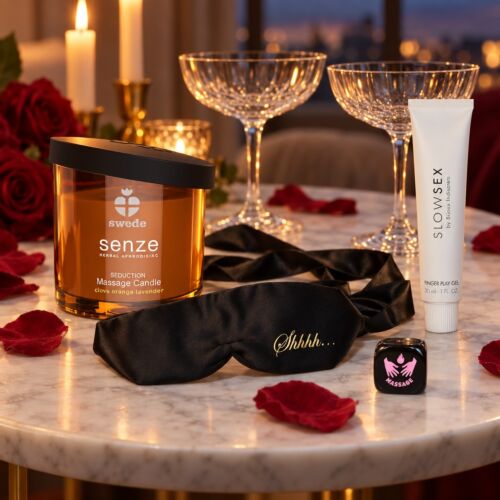 Kit presente romântico para Dia dos Namorados, aniversário e Natal – cena de ambiente (imagem gerada por IA)
