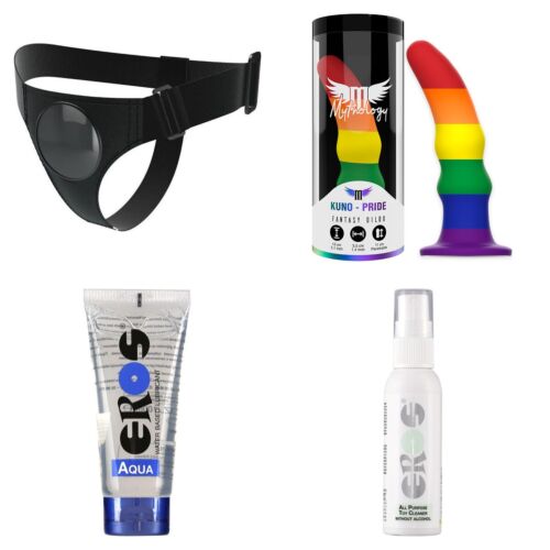 Kit strap-on para principiantes com arnês universal e dildo de silicone