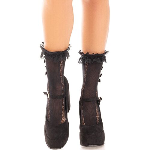 Medias Leg Avenue com volantes de encaje e corações