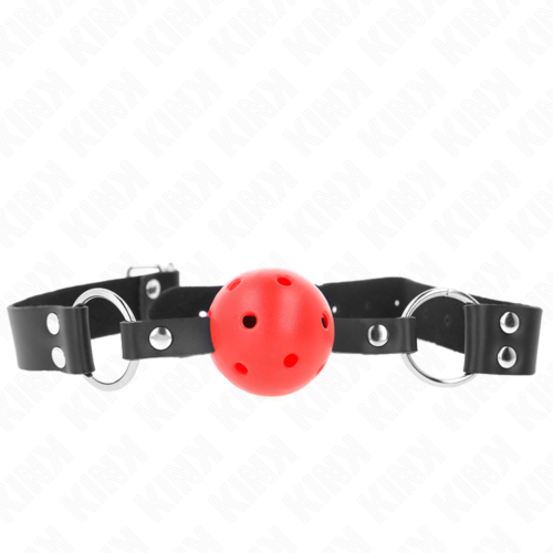 Mordaça de bola respirável KINK 4 cm com rebite duplo 62,5 x 2,5 cm ajustável 42-58 cm