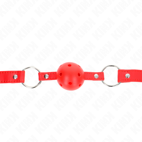Mordaça de bola respirável KINK 4 cm com rebite duplo Modelo 1 62,5 x 2,5 cm ajustável 42-58 cm