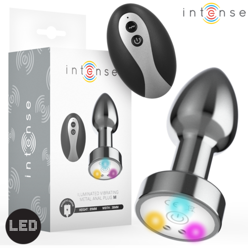Plug Anal Vibrador INTENSE M com Luzes LED e Controlo Remoto