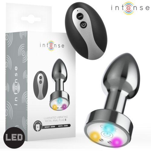 Vibrador Anal INTENSE Plug Metal com Luzes LED e Controle Remoto
