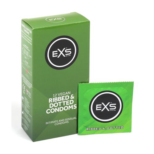 Preservativos Exs Ribbed & Dotted com textura estimulante