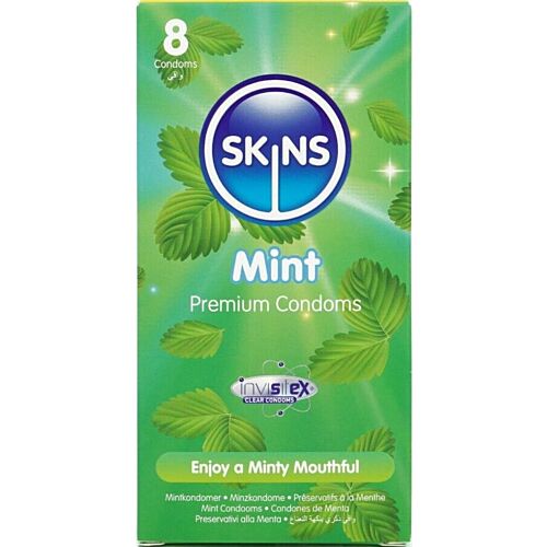 Preservativos SKINS Mint 8-Pack com sabor a menta