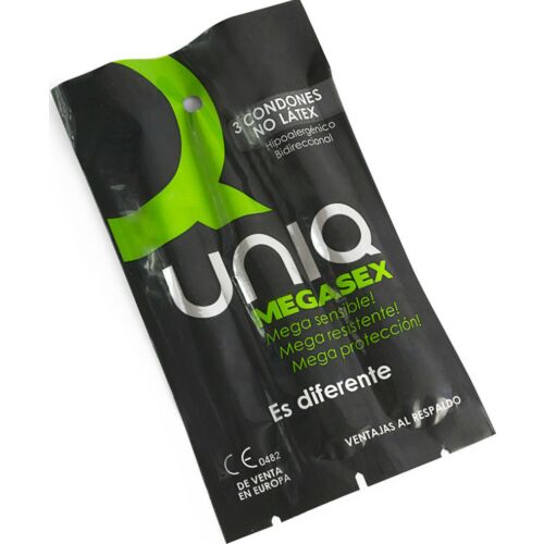 Preservativos UNIQ MEGASEX Sensíveis e Sem Látex