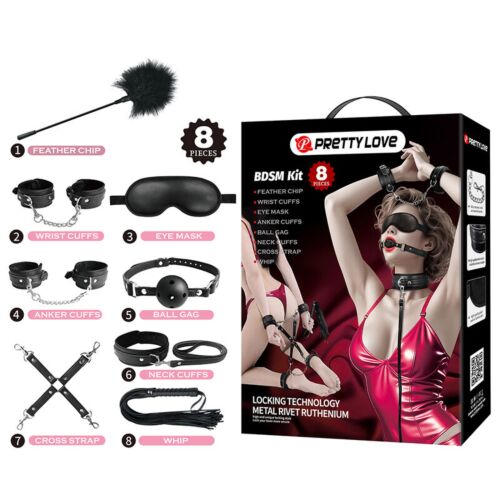 Kit BDSM 8 peças Fun Toys com acessórios variados