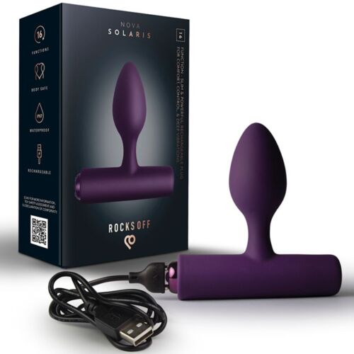 Plug Anal Rocks-Off Nova Solaris Rechargeable Slim e Poderoso