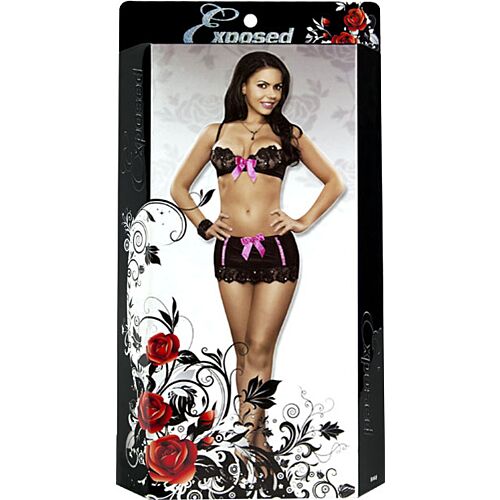 Conjunto Lingerie Exposed Sequin Lace Sensual e Elegante