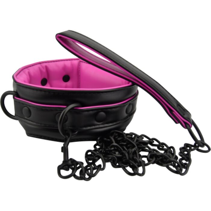 Bound to Please Pink & Black Bondage Collar & Leash Bound to Please Pink & Black Bondage Collar & Leash