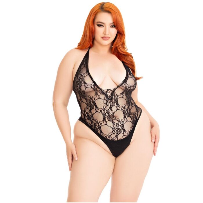 Teddy Leg Avenue Floral Lace Deep-V Plus Size Teddy Leg Avenue Floral Lace Deep-V Plus Size