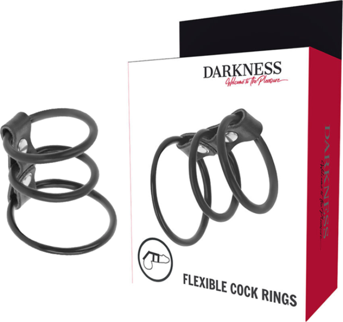 Escuridão - Conjunto de 3 anéis para pênis flexíveis