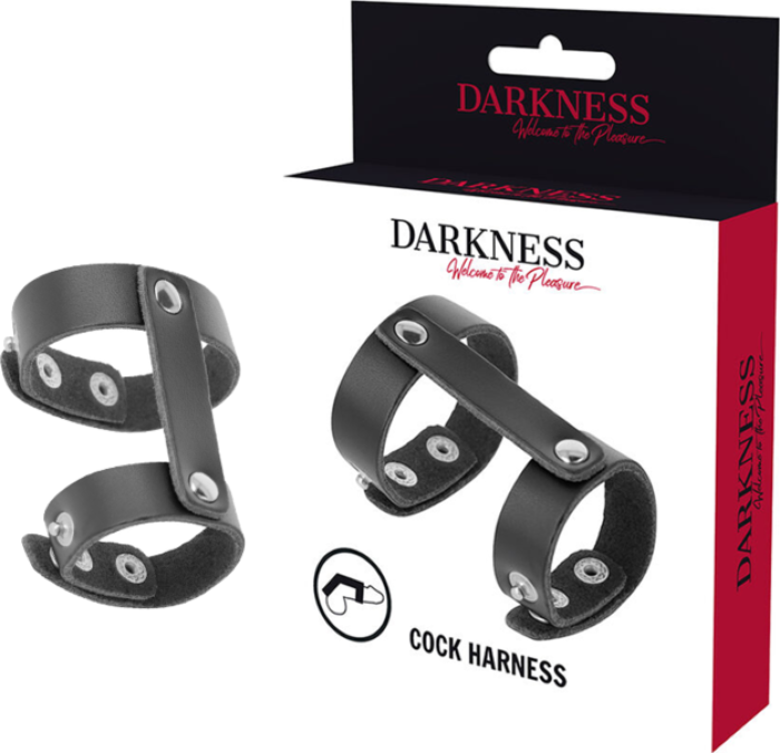 Escuridão - Anel de Pênis e Testículos Ajustável em Couro Sintético Escuridão - Anel de Pênis e Testículos Ajustável em Couro Sintético