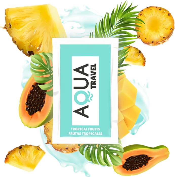 Aqua Travel - Lubrificante à base de água sabor frutas tropicais 6 ml - Sex Shop