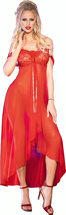 Babydoll Longo Chilirose CR 3716 Elegante Vermelho Babydoll Longo Chilirose CR 3716 Elegante Vermelho