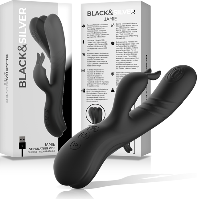 Vibrador Rabbit BLACK&SILVER Jamie | Doble estimulação po...