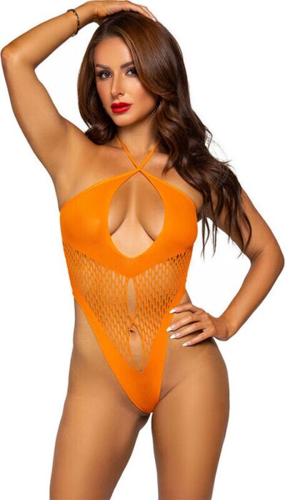Body Escote Cruzado Leg Avenue Laranja Elegante