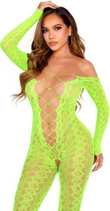 Bodystocking Leg Avenue Verde Neon Sem Entreperna