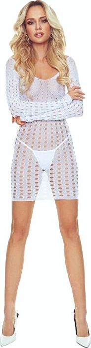 Bodystocking Passion BS110 Branco Sensual